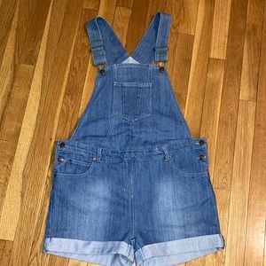 Maternity denim short overalls